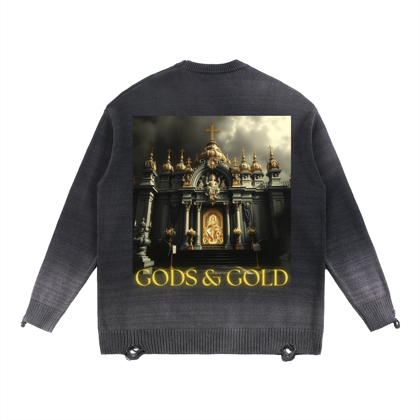 Sun Fade Distressed Ripped Crewneck sweater