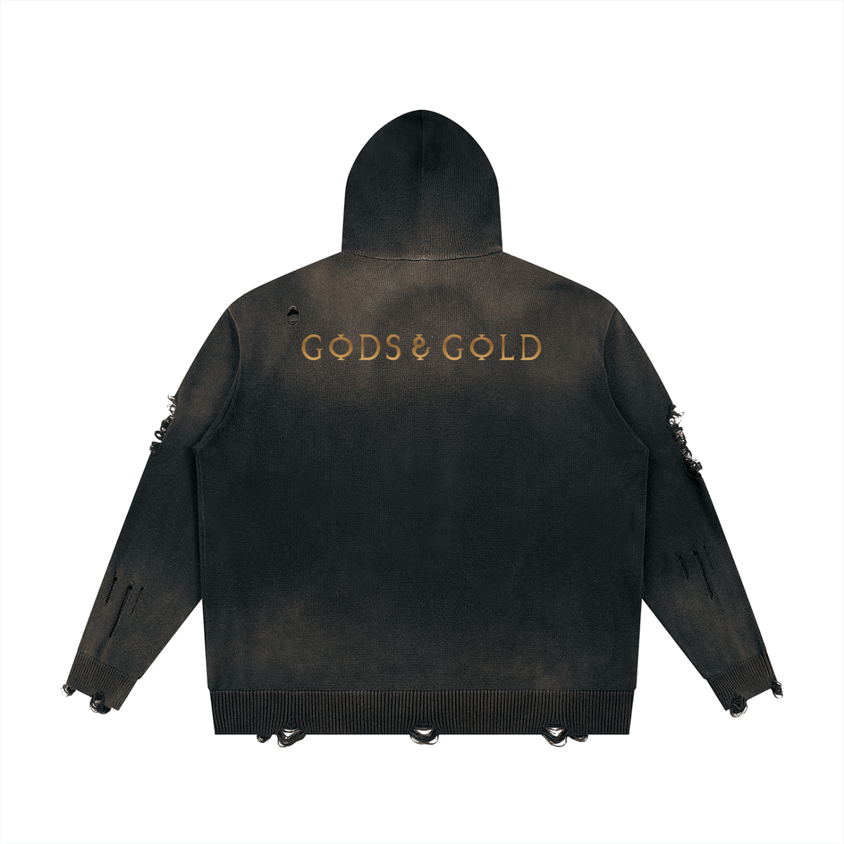 godsandgold,Aftermath,hoodie,ziphoodie,knithoodie,distressed,heavyweight,100percentcotton,oversized,black,streetwear,luxurystreetwear,unisex