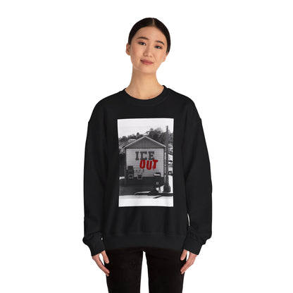 Crewneck Sweatshirt — 'ICE OUT' Retro Gas Station Photo Graphic