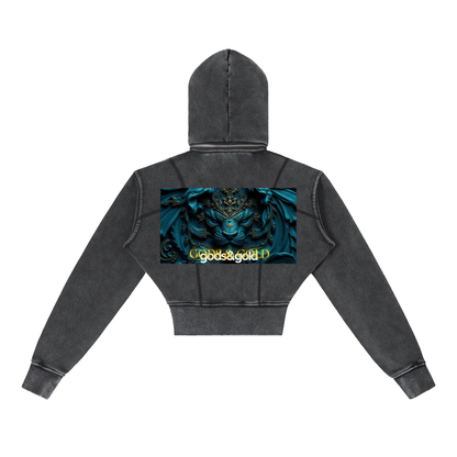 Vintage Washed Cropped Fleece Hoodie