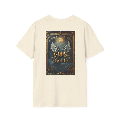 Vintage Style Unisex Softstyle T-Shirt | Gods Gold Graphic Tee, Gift for Gamers, Casual Wear, Spirit Shirt, Unique Art Tshirt