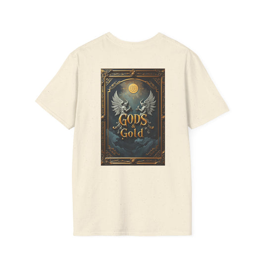 Vintage Style Unisex Softstyle T-Shirt | Gods Gold Graphic Tee, Gift for Gamers, Casual Wear, Spirit Shirt, Unique Art Tshirt