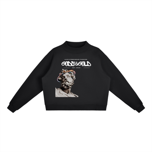 Essential Fleece Mock-Neck Crew Sweatshirt