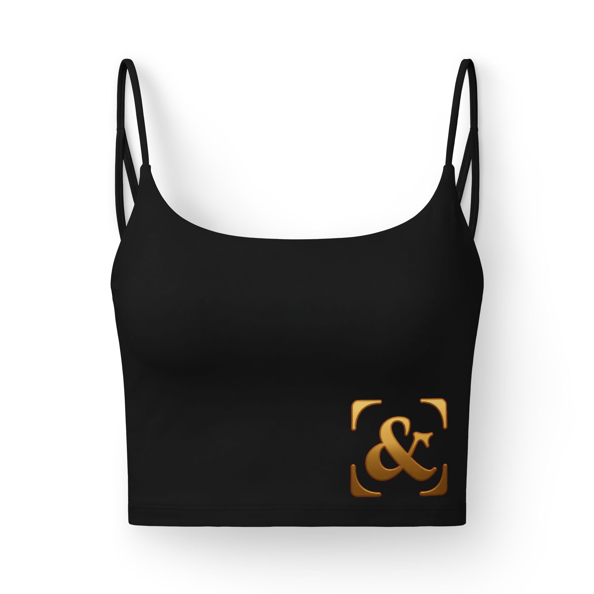 Gods & Gold Luxe Women's Bralette — Black Crop Bra with Metallic Gold Ampersand Accent