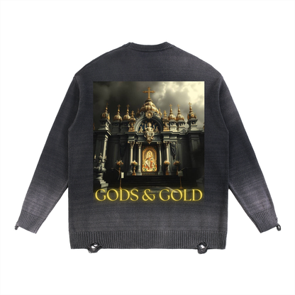 Sun Fade Distressed Ripped Crewneck sweater