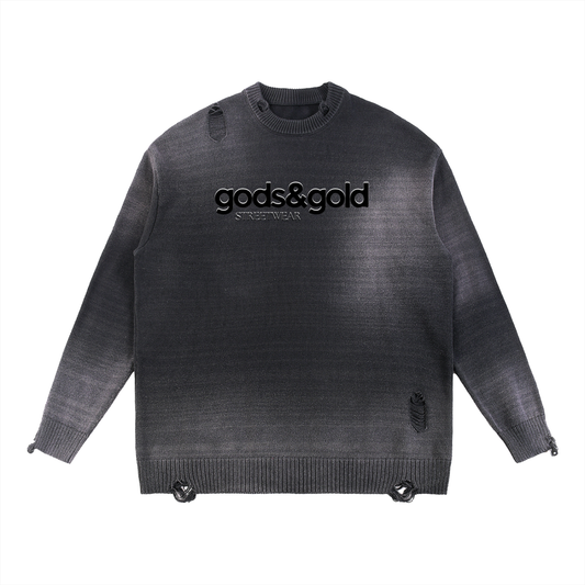 Sun Fade Distressed Ripped Crewneck sweater